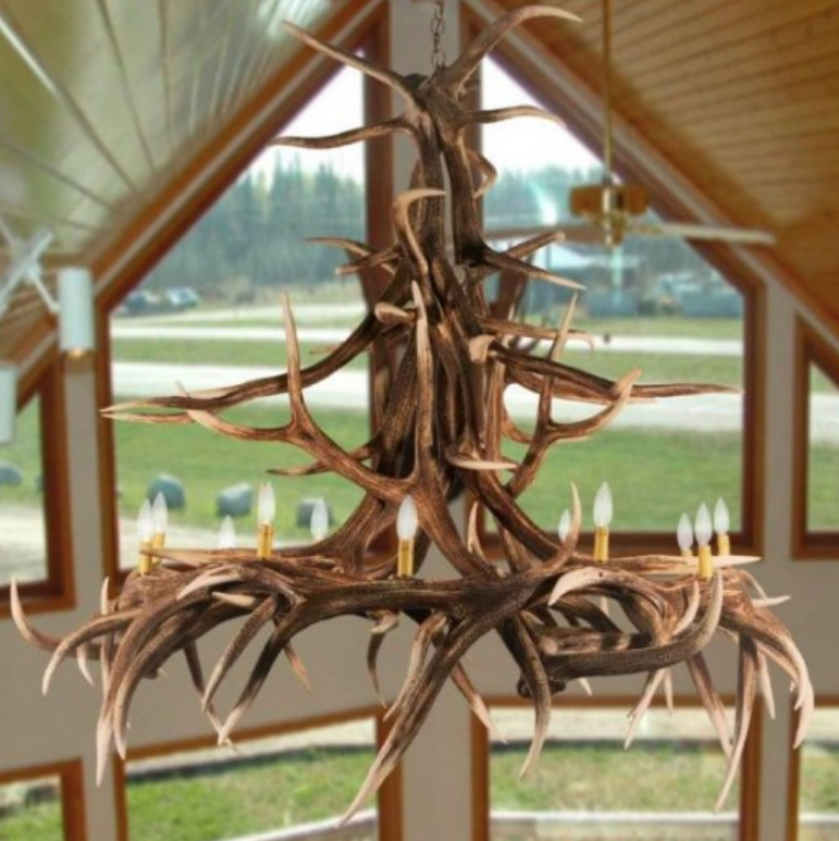 Big Creek Faux Elk Antler Chandelier, 60"W x 60"T