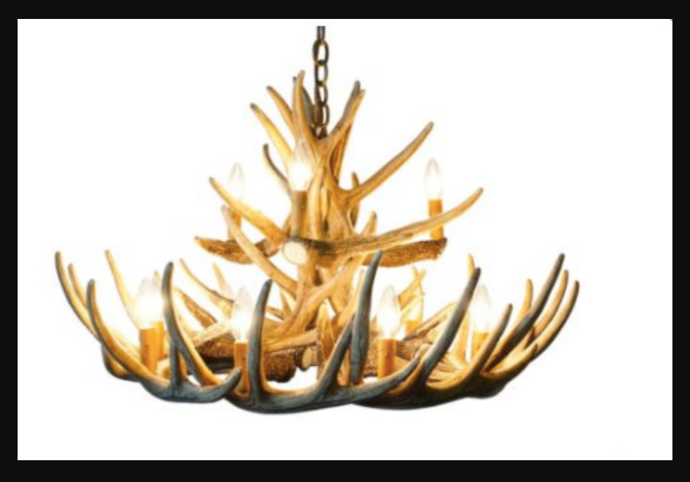 Wisconsin Faux Deer Antler Chandelier, 30"W x 20"T