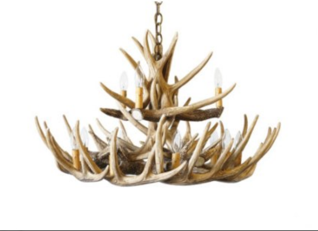 Wisconsin Faux Deer Antler Chandelier, 30"W x 20"T