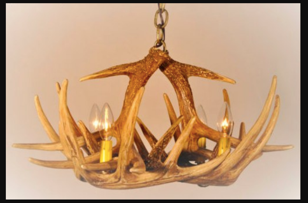 Pine Bluff Faux Deer Antler Chandelier, 24"W x 11"T