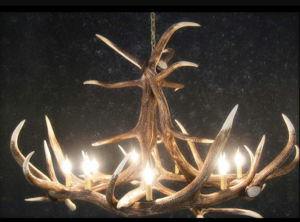 Ghost Mountain Faux Elk Antler Chandelier, 55"W x 32"T