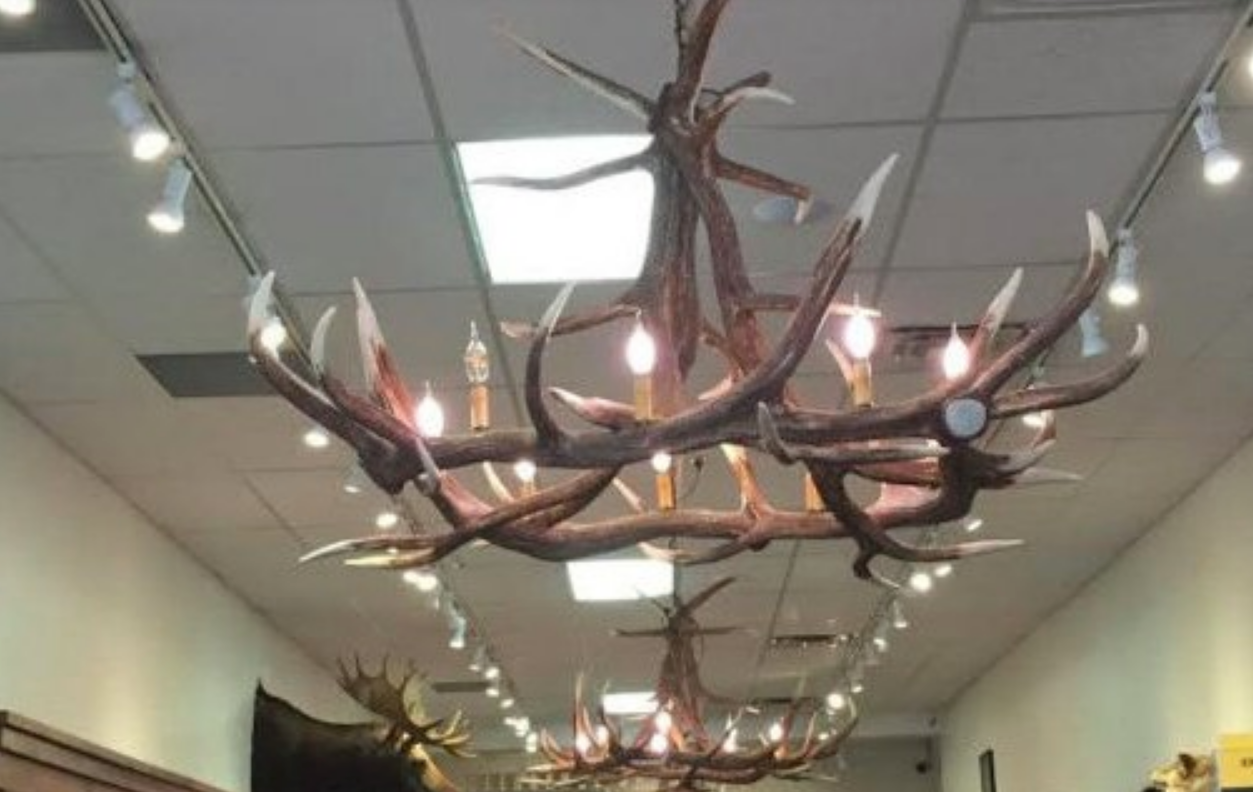 Ghost Mountain Faux Elk Antler Chandelier, 55"W x 32"T