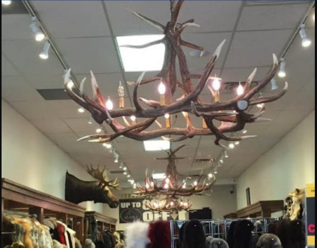 Ghost Mountain Faux Elk Antler Chandelier, 55"W x 32"T