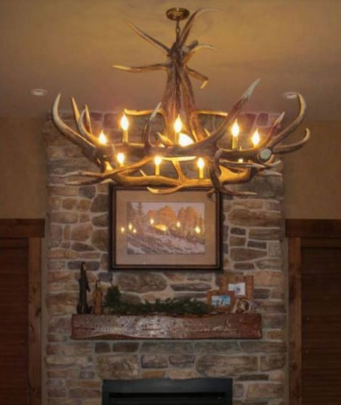 Ghost Mountain Faux Elk Antler Chandelier, 55"W x 32"T