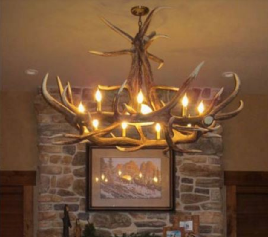 Ghost Mountain Faux Elk Antler Chandelier, 55"W x 32"T