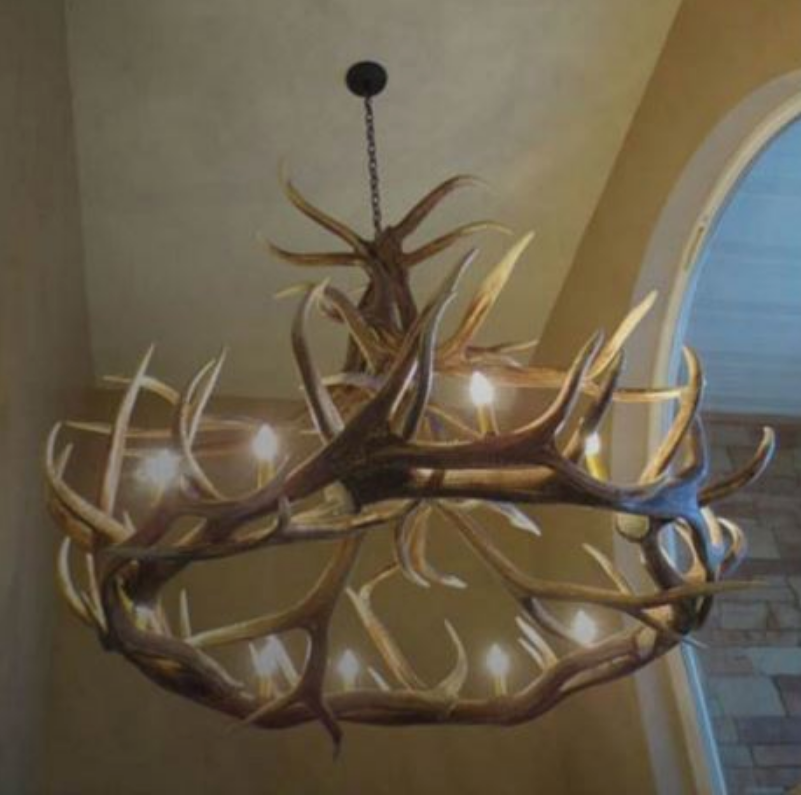 Challis Faux Elk Antler Chandelier, 60"W x 48"T
