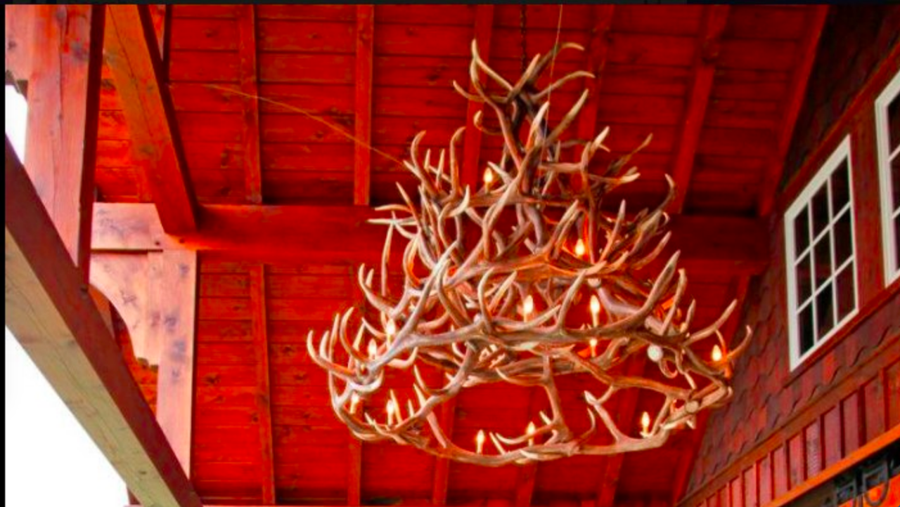 King of the Mountain Faux Elk Antler Chandelier, 72"W x 72"T