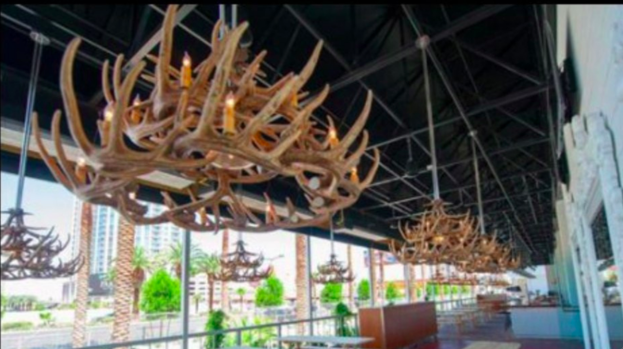 River Drive Faux Antler Chandelier, 42"W x 26"T