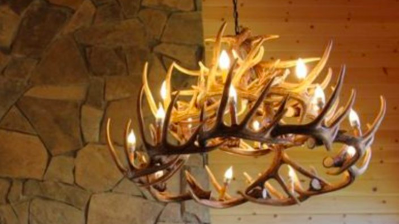 River Drive Faux Antler Chandelier, 42"W x 26"T
