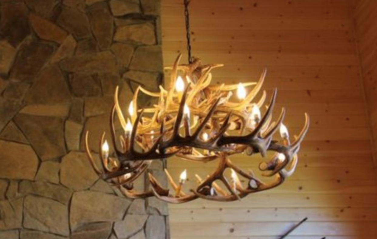 River Drive Faux Deer Antler Chandelier, 42"W x 26"T