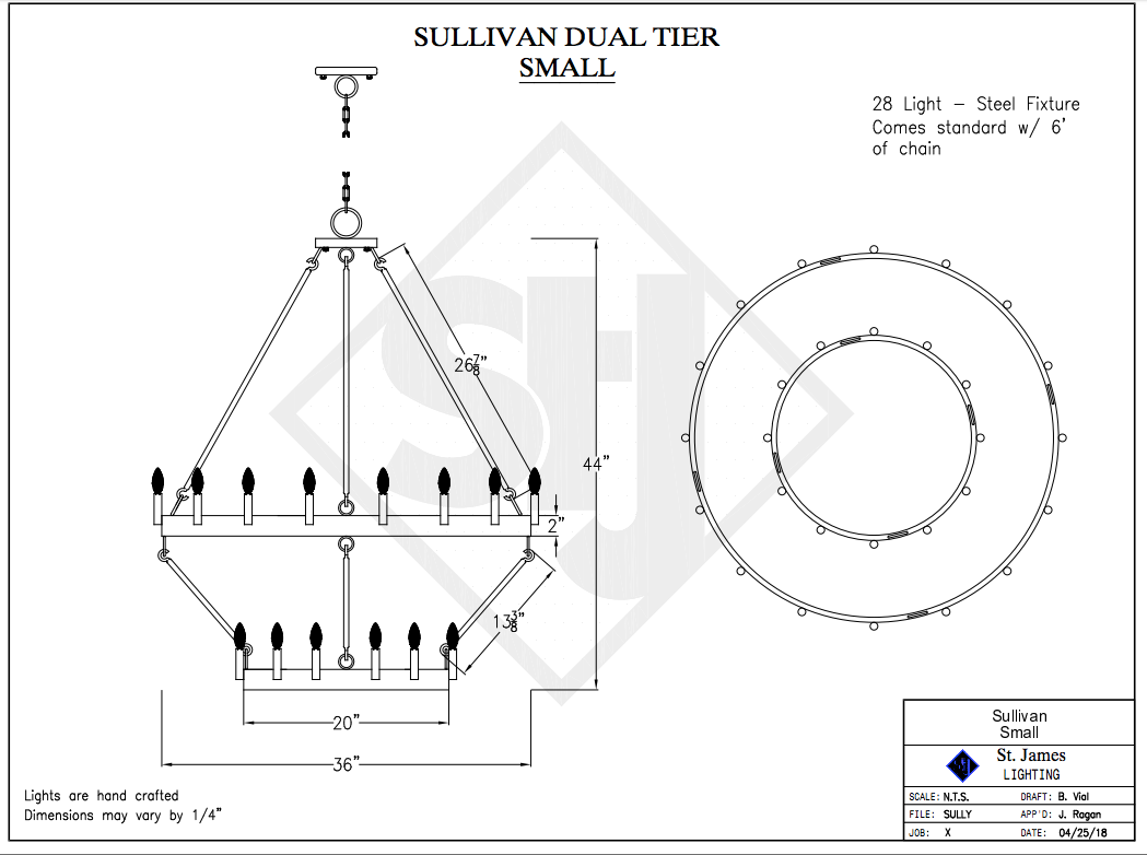 St. James Sullivan 2 Tier Steel Pendant Light Chandelier
