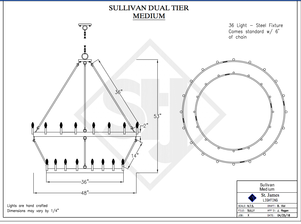 St. James Sullivan 2 Tier Steel Pendant Light Chandelier