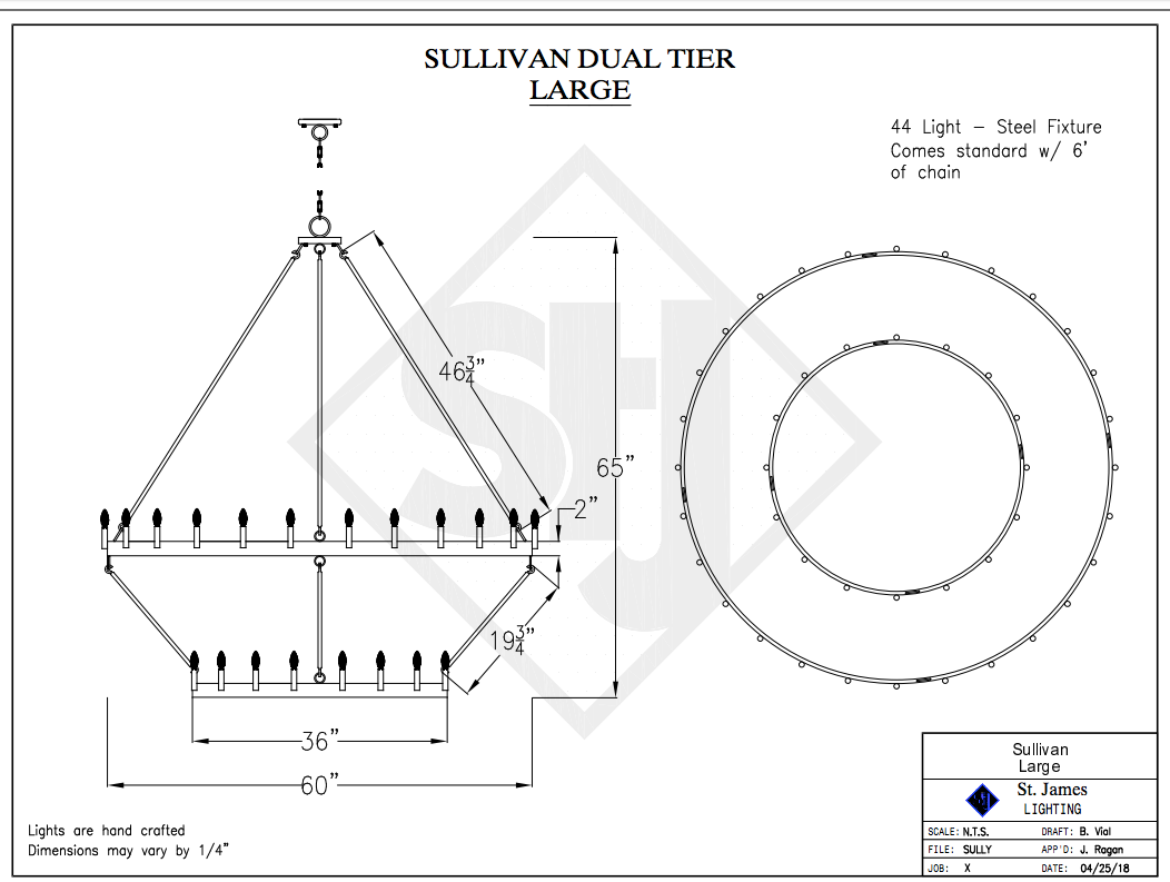 St. James Sullivan 2 Tier Steel Pendant Light Chandelier
