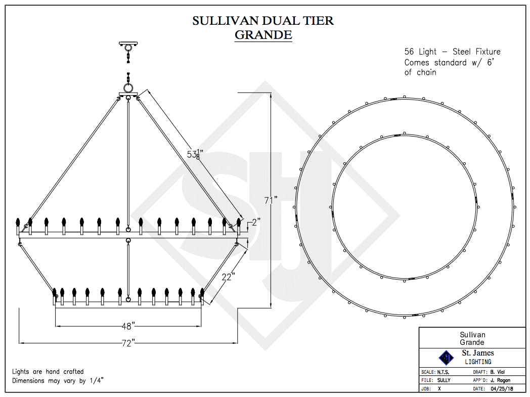 St. James Sullivan 2 Tier Steel Pendant Light Chandelier