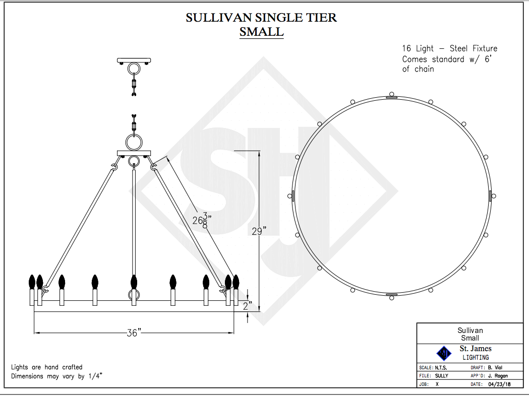 St. James Sullivan Single Tier Steel Pendant Light Chandelier