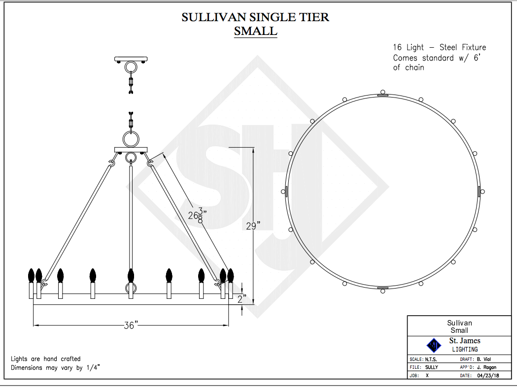 St. James Sullivan Single Tier Steel Chandelier