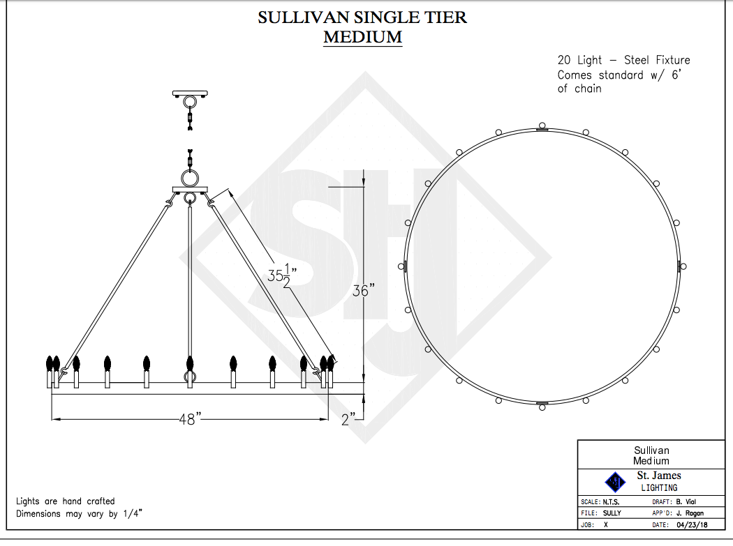 St. James Sullivan Single Tier Steel Pendant Light Chandelier