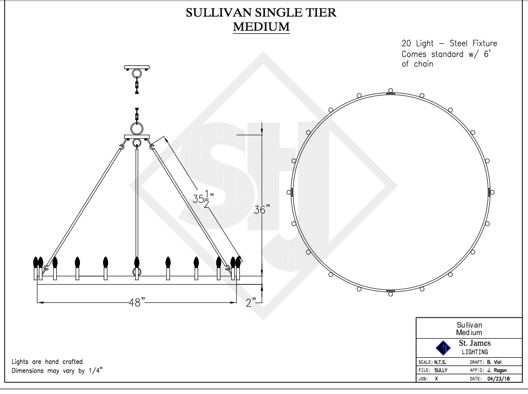 St. James Sullivan Single Tier Steel Chandelier