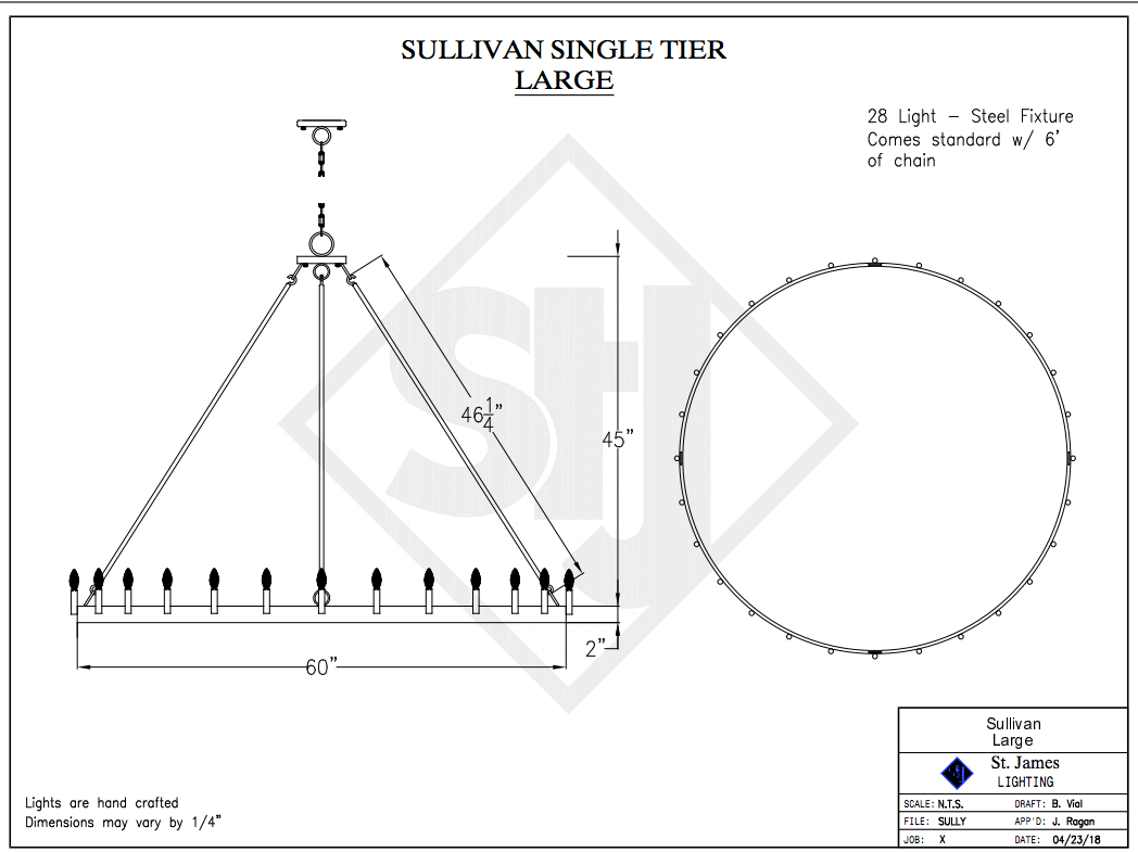 St. James Sullivan Single Tier Steel Pendant Light Chandelier