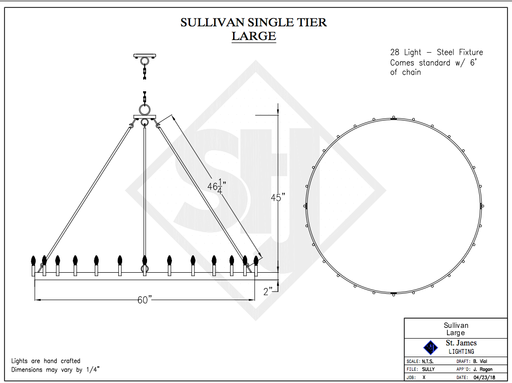 St. James Sullivan Single Tier Steel Chandelier