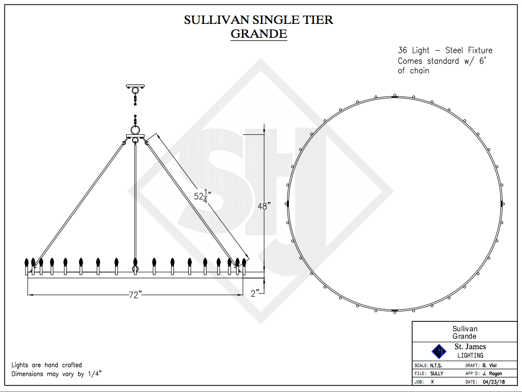 St. James Sullivan Single Tier Steel Pendant Light Chandelier
