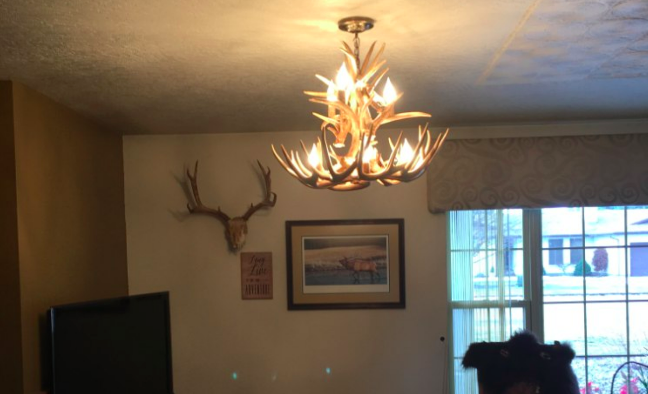 Lochsa Wilderness Deer Antler Chandelier, 23" W x 20" T, 2 tier 7 lights