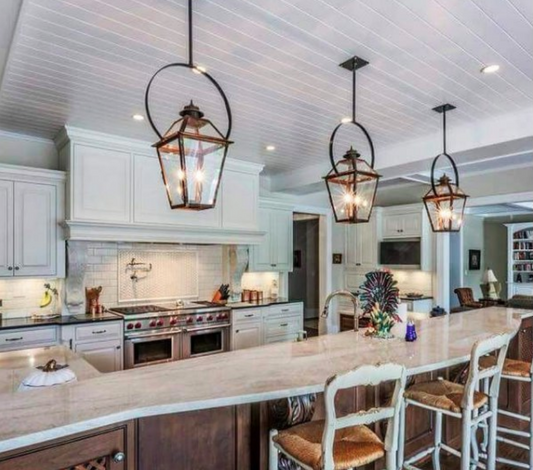 Outdoor Gas Electric Copper Lantern Kitchen Island Pendant Ceiling Light Fixture Chandelier Entryway Patio Light