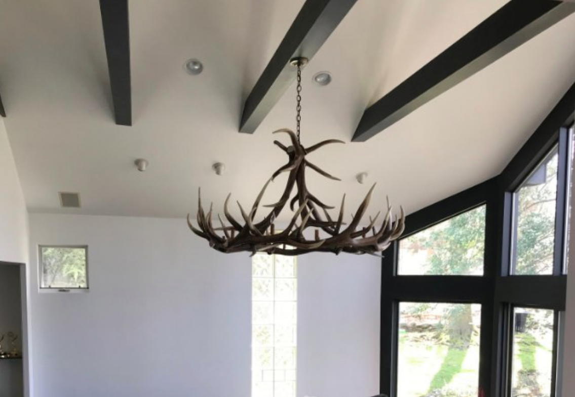 Stanley Faux Elk Antler Chandelier, 60"W x 32"T