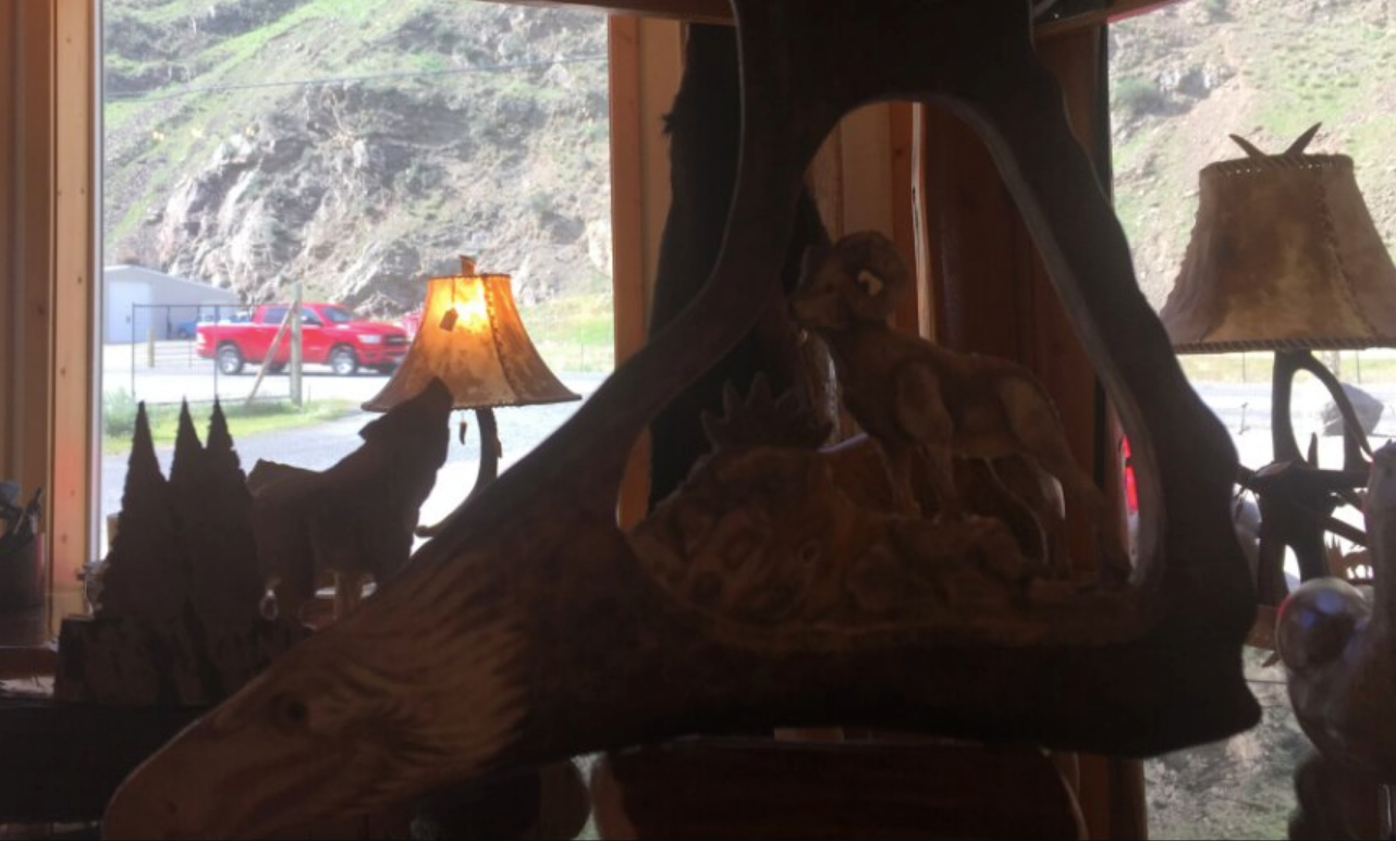 Wild Ram Antler Carving