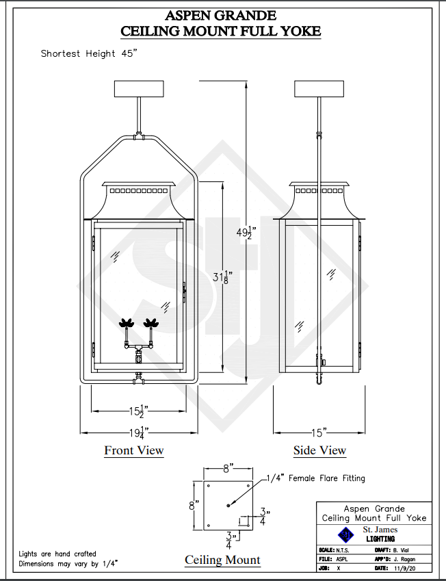 Line Drawings St. James Aspen Lantern