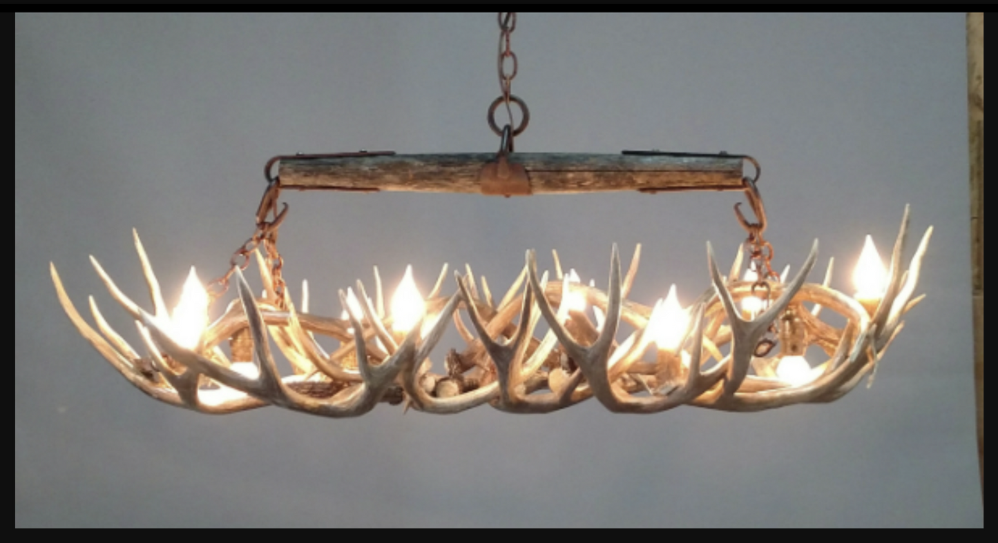 Wild Wild West Deer Antler Ox Yoke Chandelier