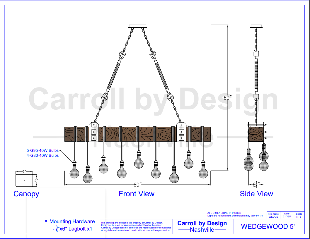 Carroll by Design Wedgewood Wood Beam Chandelier