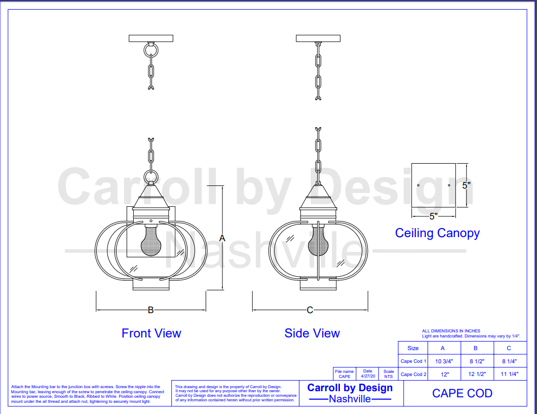 Carroll by Design Cape Cod Copper Lantern