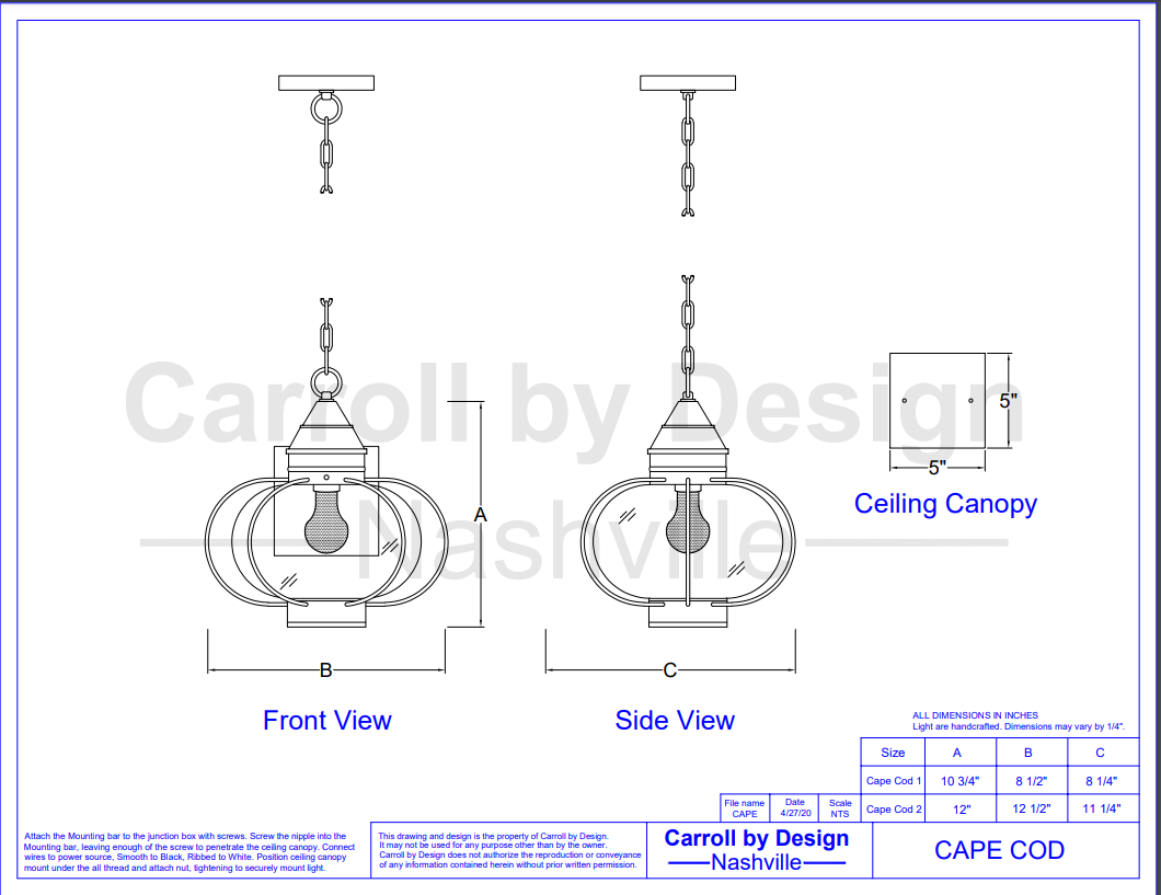 Cape Cod Copper Lantern