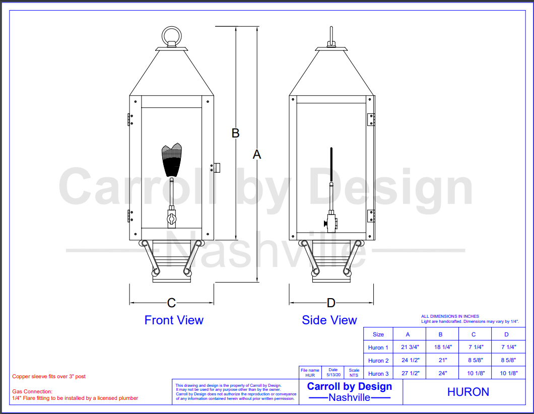 Carroll by Design Huron Copper Lantern