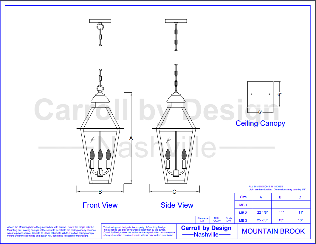 Carroll by Design Mountain Brook Copper Lantern