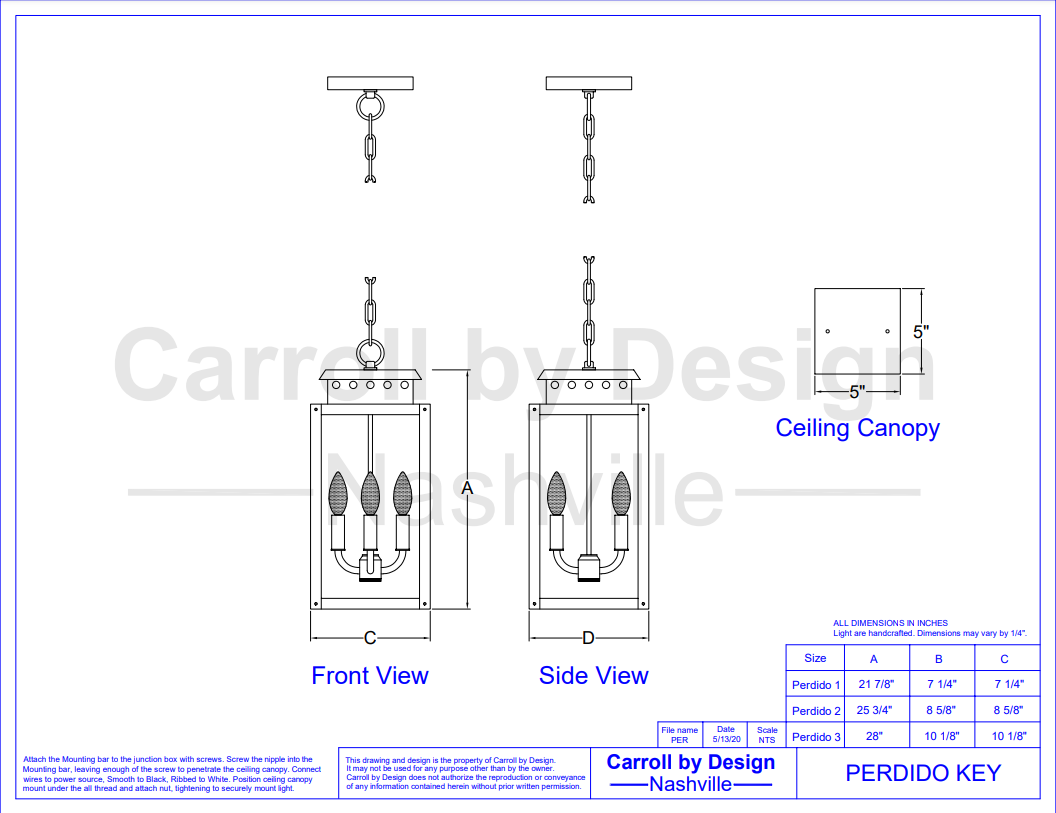 Carroll by Design Perdido Key Copper Lantern