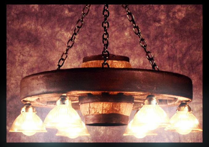 Circle the Wagons! Wagon Wheel Rustic Chandelier, 30"W x 12"T