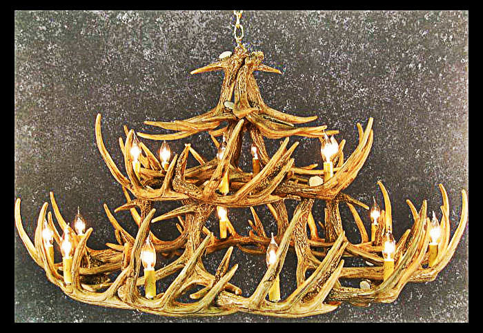 La Crosse Faux Deer Antler Chandelier, 50"W x 27"T