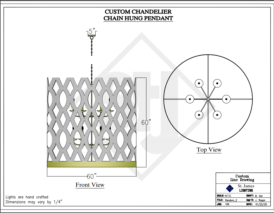 St. James Chaumont Copper Chandelier, 60"T x 60"W