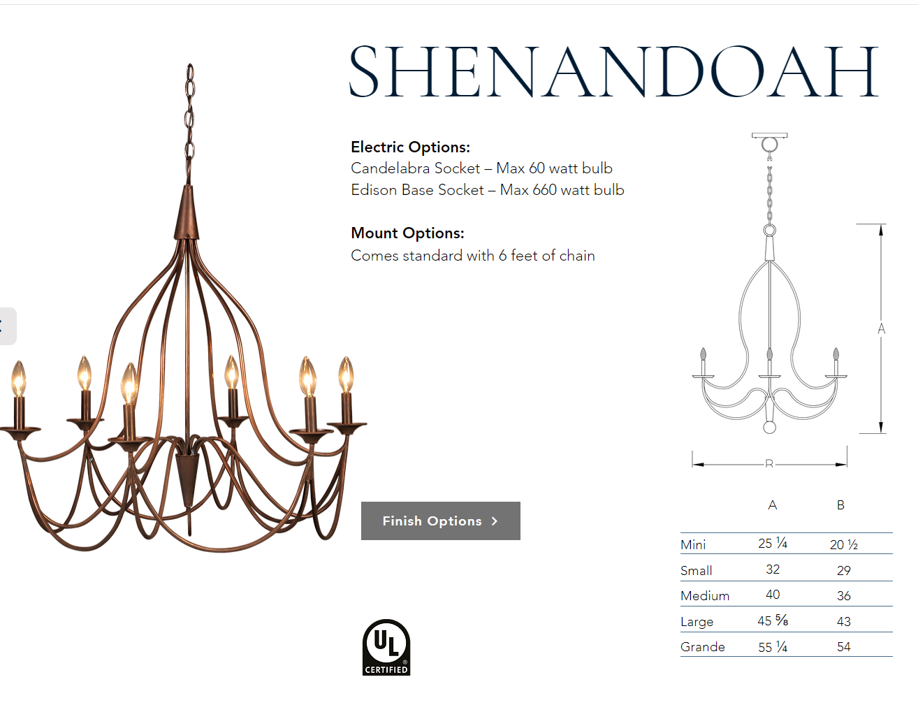 St. James Shenandoah Copper Chandelier