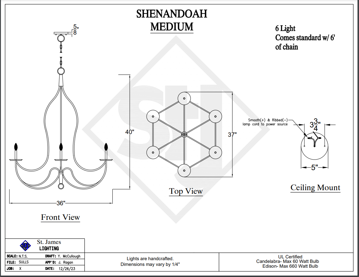 St. James Shenandoah Copper Chandelier