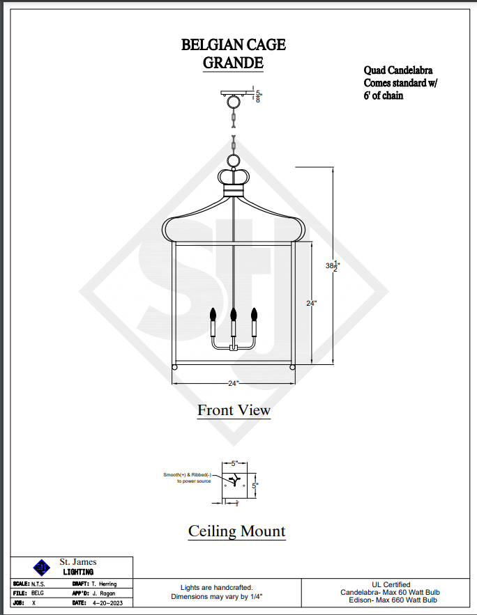 St. James Belgian Cage Kitchen Island Light