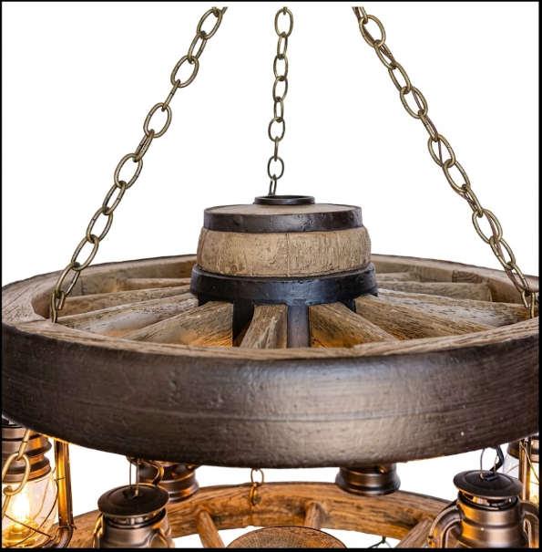 Gun Smoke Double Wagon Wheel Chandelier