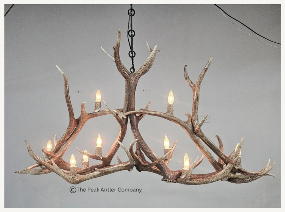 The Twin Towers Elk Antler Chandelier