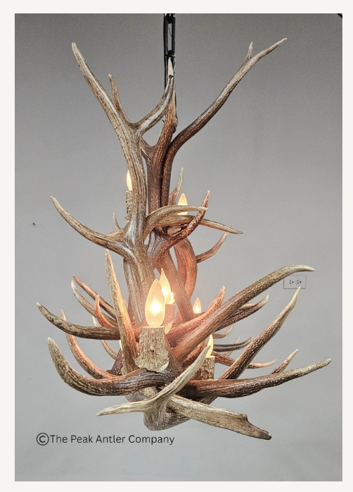 The Twin Towers Elk Antler Chandelier