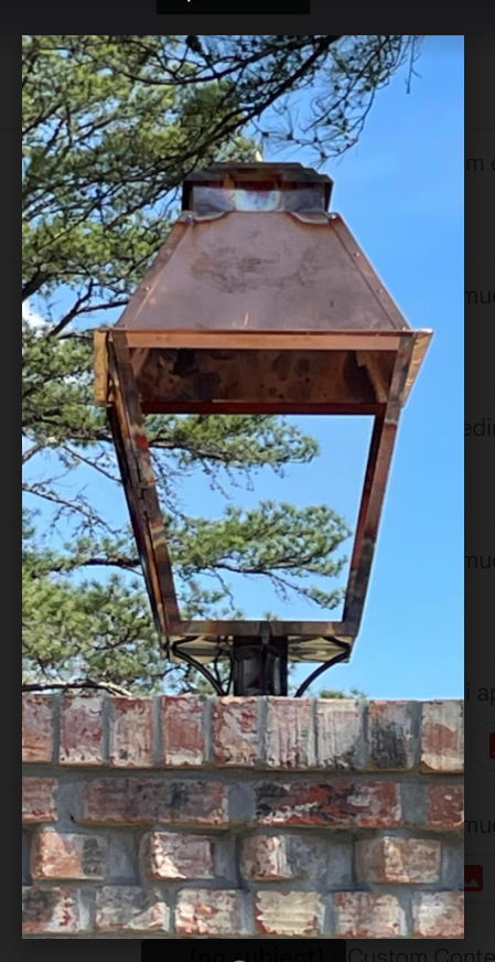 St. James Natchez Copper Lantern