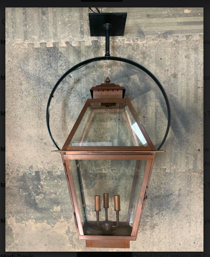 St. James Natchez Copper Lantern