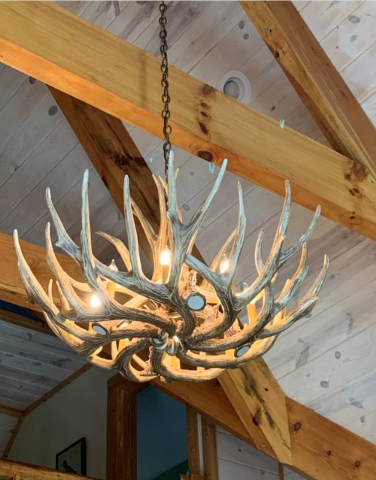 Casper Faux Deer Antler Chandelier, 37"W x 22"T