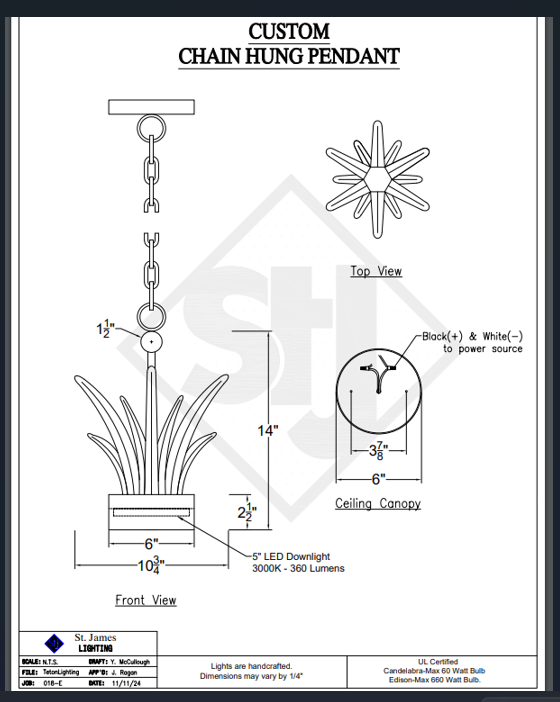 St. James Marsh Copper Chandelier Custom Design